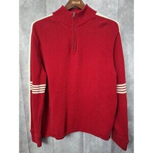 Vintage Y2K American Eagle Thick Chunky Knit Sweater Mens XXL Quarter Zip Red